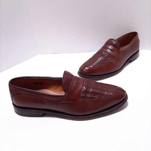 Allen Edmonds Mens Loafers Woven Split Toe Brown Foley Size 9.5 D